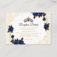 Royal Blue Golden Tiara Roses Quinceañera