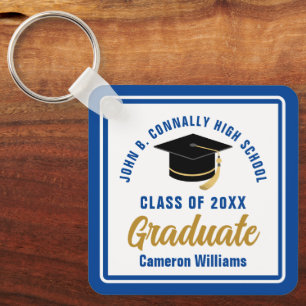 Royal Blue Graduate Personalised Graduation Gift Key Ring
