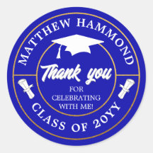 Royal Blue Graduating Class Thank You Grad Cap