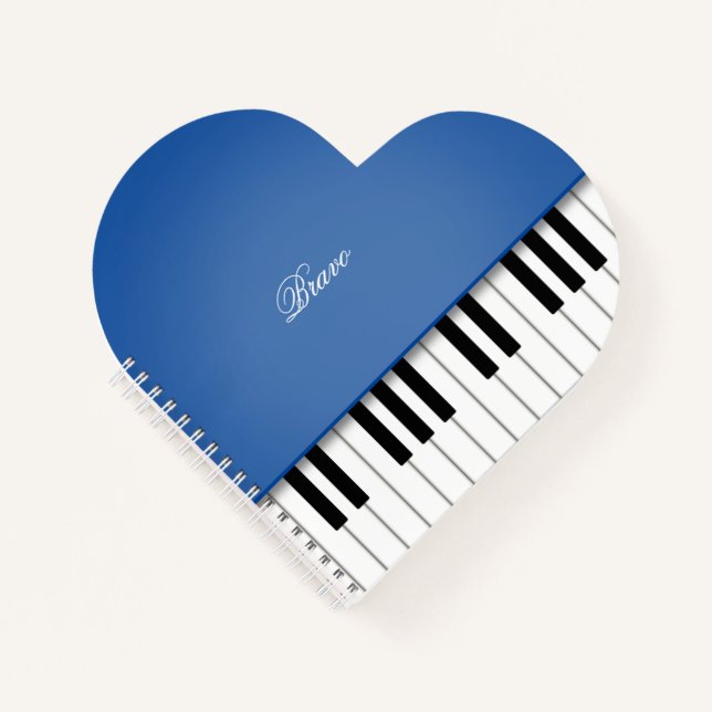 Royal Blue Grand Piano Music Keyboard Custom Notebook (Front)