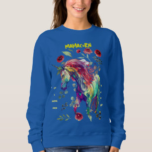 (Royal Blue) Green) Mama Unicorn  Sweatshirt