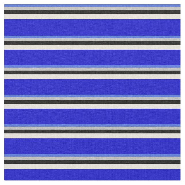 Royal Blue, Grey, Black, Beige & Blue Coloured Fabric (Close Up)