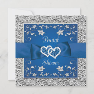 Royal Blue, Grey Love Hearts Bridal Shower