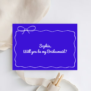 Royal Blue Hand Drawn Will You Be My Bridesmaid Invitation
