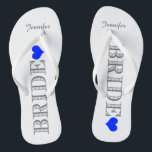 Royal Blue Heart Bride's Thongs<br><div class="desc">Fun,  custom wedding flip flops</div>