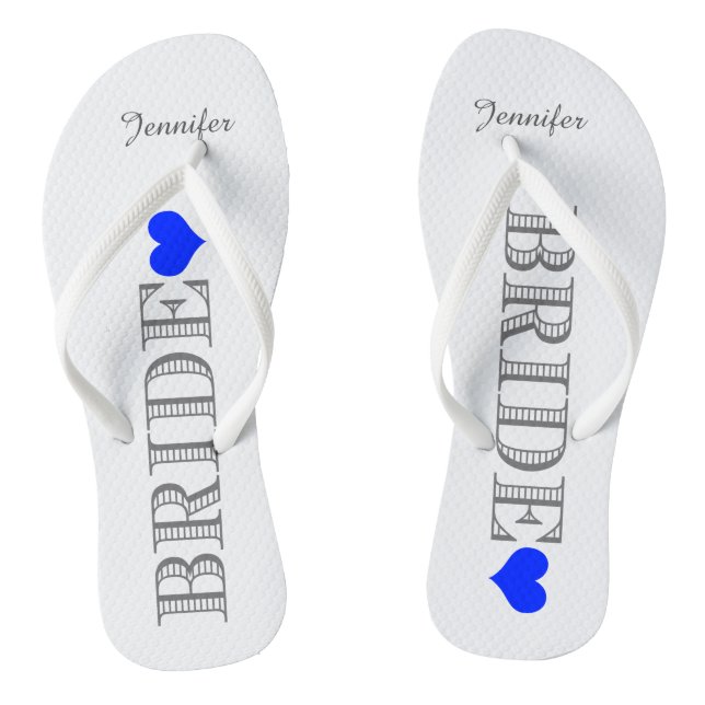 Royal Blue Heart Bride's Thongs (Footbed)