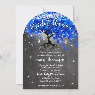 Royal Blue Heart Leaf Tree Bridal Shower Invite