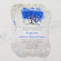 Royal Blue Heart Leaf Tree Wedding Fairytale
