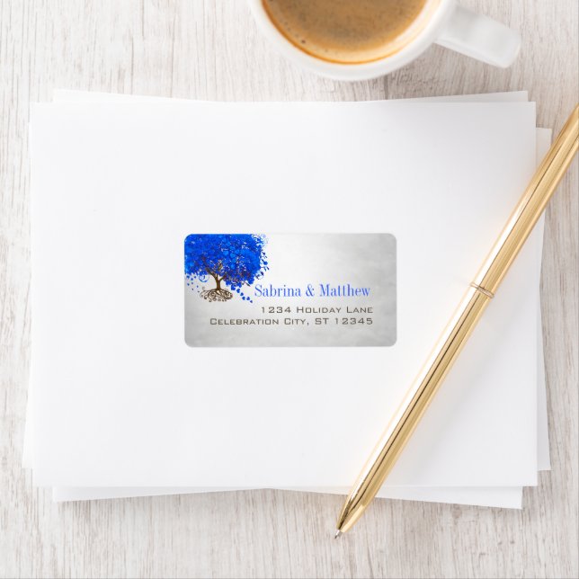 Royal Blue Heart Leafed Return Address Label (Insitu)