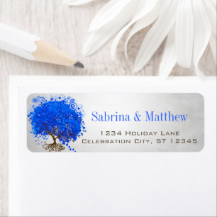 Royal Blue Heart Leafed Return Address Return Address Label