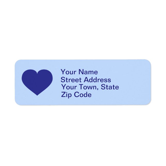Royal blue heart return address label (Front)