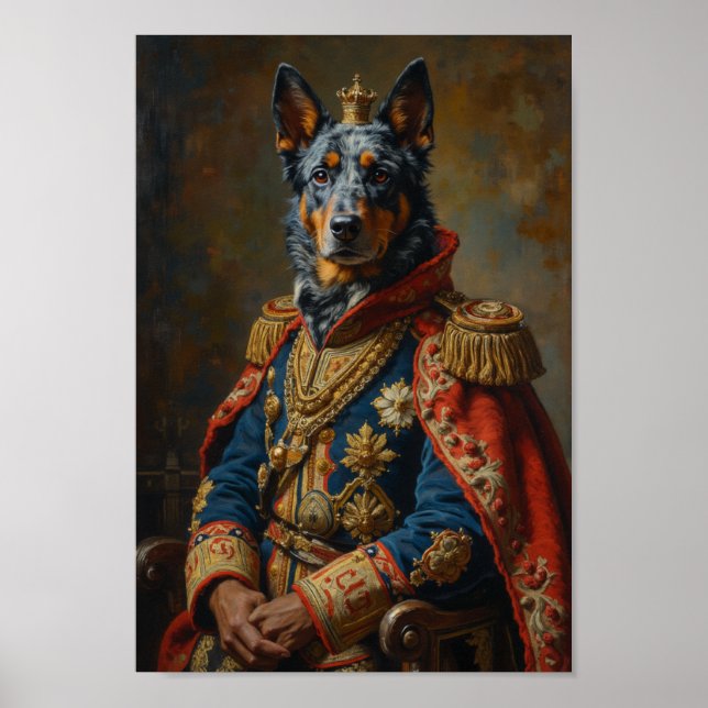 Royal Blue Heeler Portrait Poster (Front)