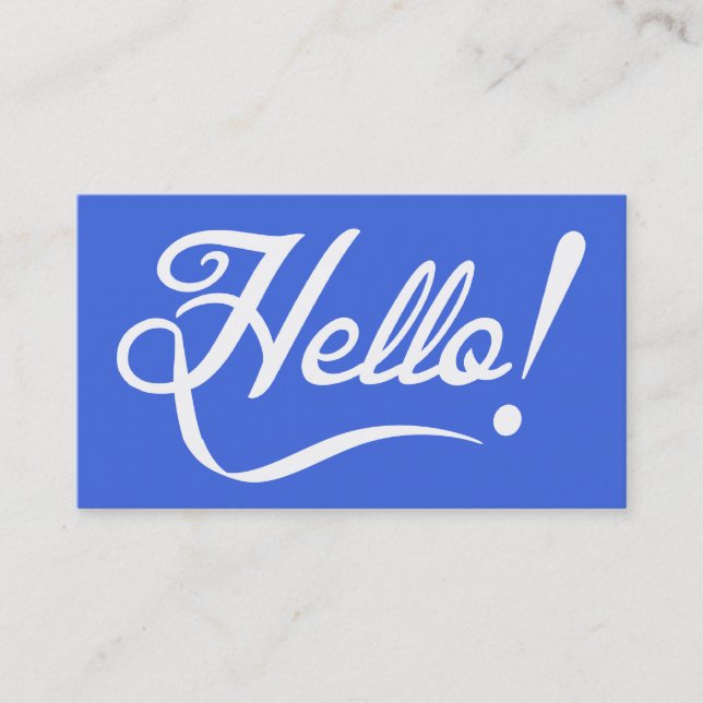 Royal Blue Hello Business Card (Front)