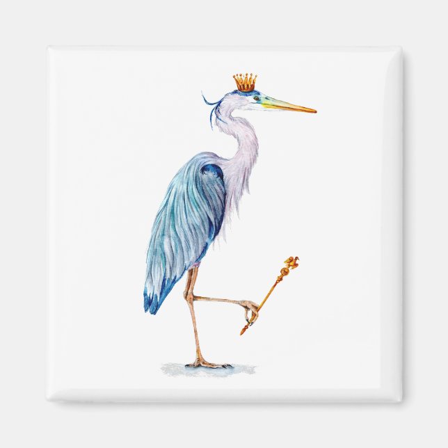 Royal Blue Heron Magnet (Front)