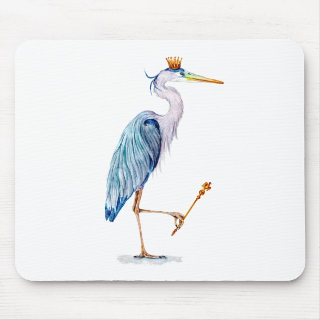 Royal Blue Heron Mouse Pad (Front)