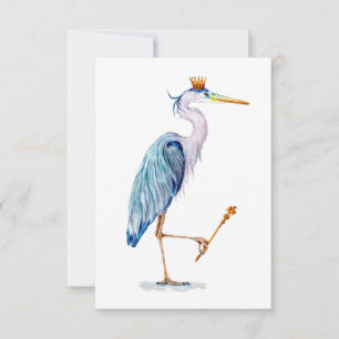 Royal Blue Heron Thank You Card