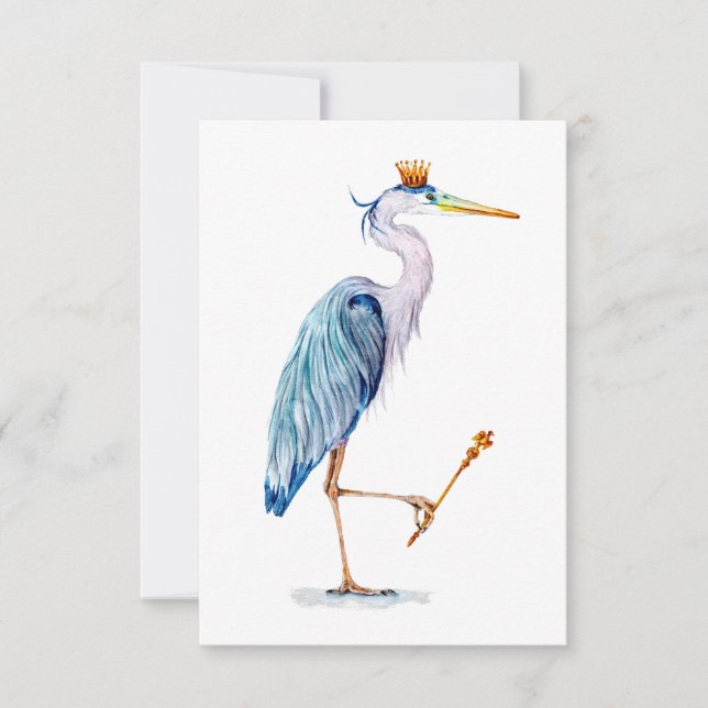 Royal Blue Heron Thank You Card (Front)