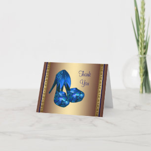 Royal Blue High Heel Shoes Blue Gold Thank You Car Card
