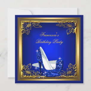 Royal Blue High Heels Elegant Birthday Party Invitation