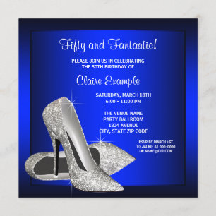 Royal Blue High Heels Womans Birthday Party Invitation