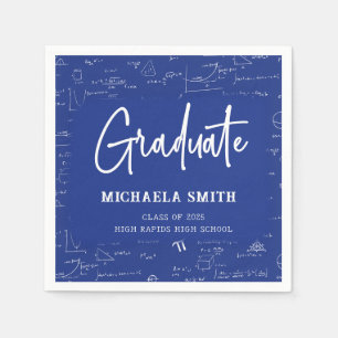 Royal Blue High School Math Graduate Party Napkin