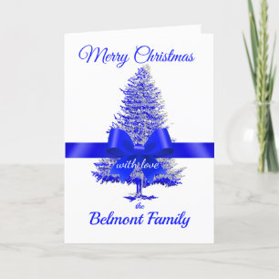 Royal Blue Holiday Tree Ribbon Bow Custom Name
