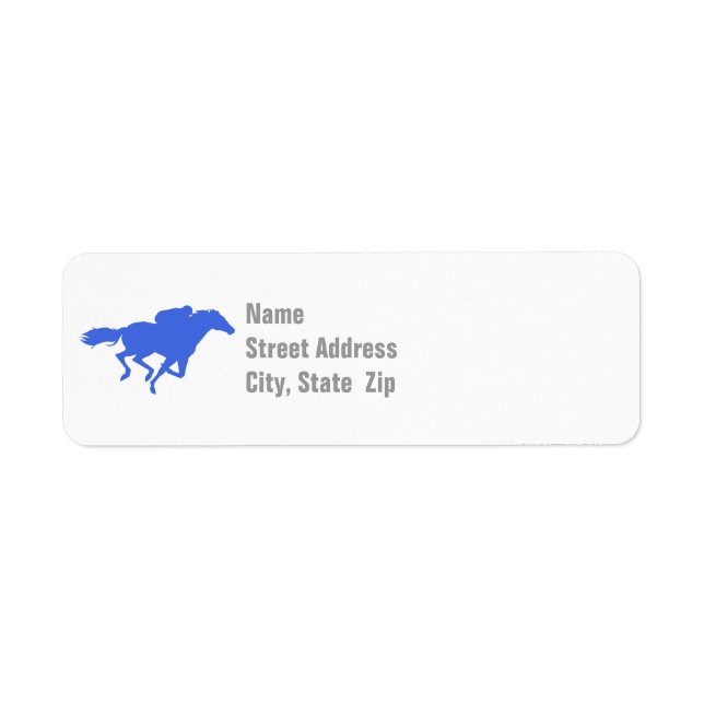 Royal Blue Horse Racing Return Address Label (Front)
