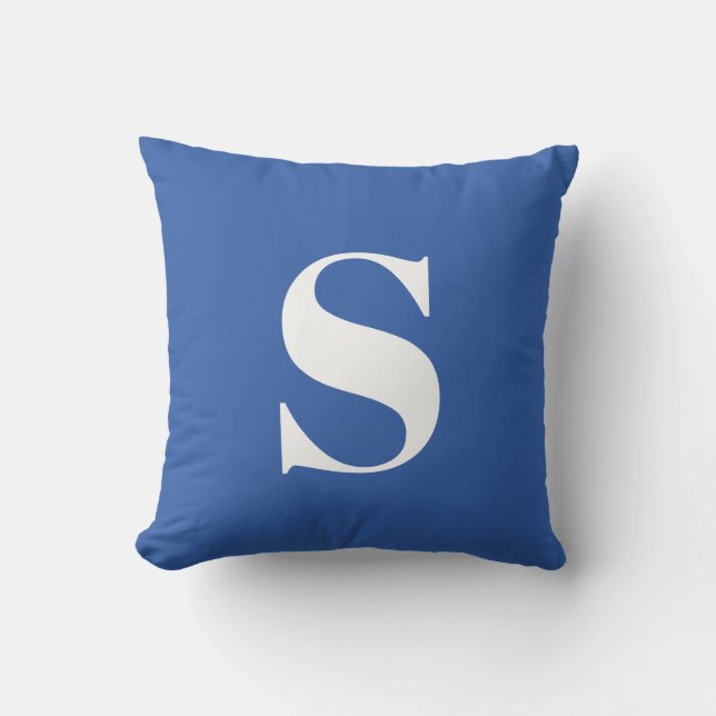 Royal Blue Initial Monogrammed Outdoor Pillow (Front)
