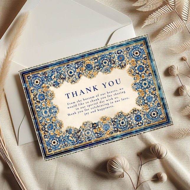 Royal Blue Islamic Wedding Thank You Card (Creator Uploaded)