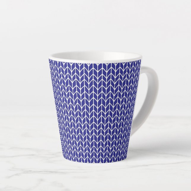 ROYAL BLUE KNIT Latte Mug (Right Angle)