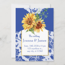 Royal Blue Lace Sunflower Wedding 