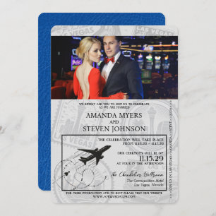 Royal Blue Las Vegas Passport Wedding Invitation