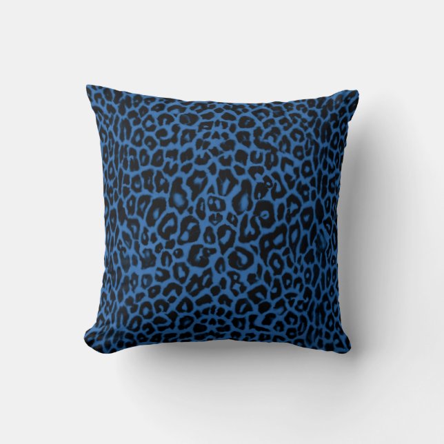 Royal Blue Leopard Print Cushion (Front)
