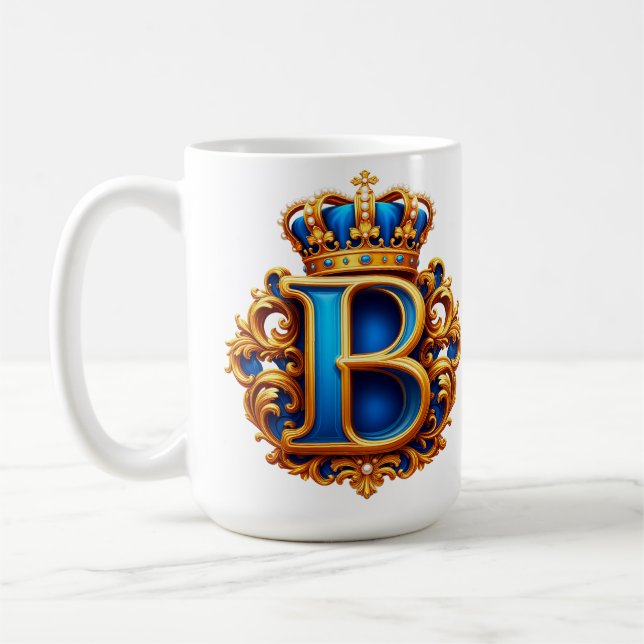 Royal Blue Letter B Monogram Coffee Mug (Left)