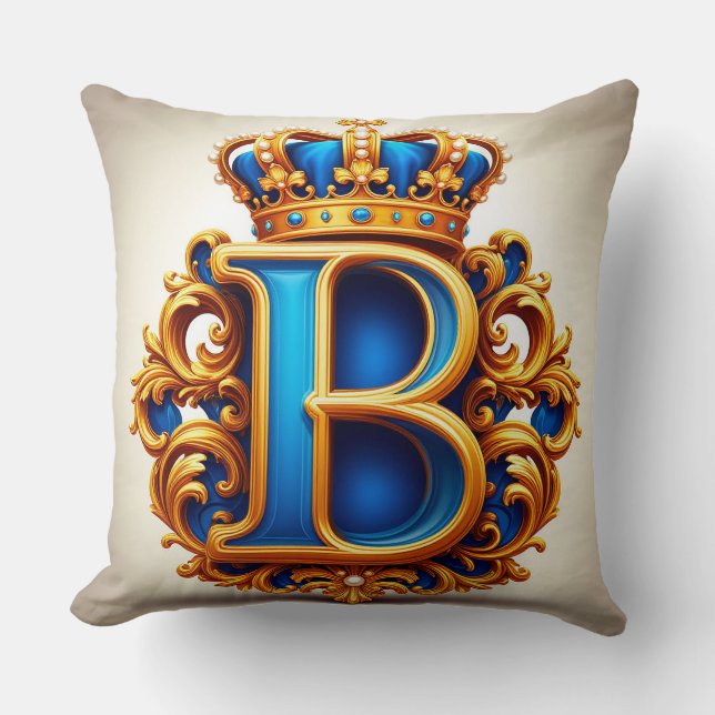 Royal Blue Letter B Monogram Cushion (Front)