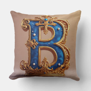 Royal Blue Letter B Monogram Cushion