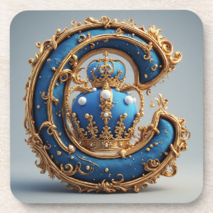 Royal Blue Letter C Monogram Coaster