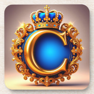 Royal Blue Letter C Monogram Coaster