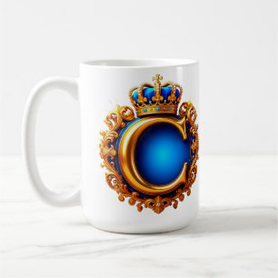 Royal Blue Letter C Monogram Coffee Mug