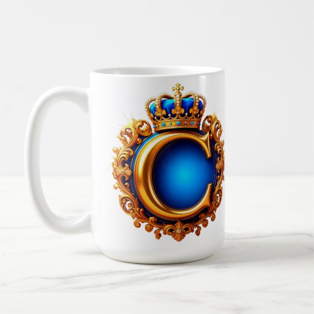 Royal Blue Letter C Monogram Coffee Mug (Left)
