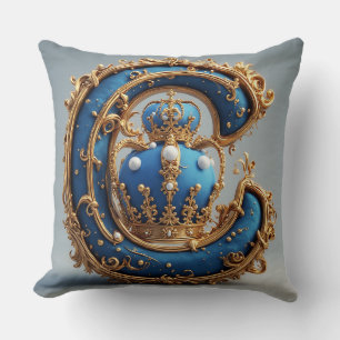 Royal Blue Letter C Monogram Cushion