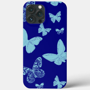 royal blue Light Blue Monarch Butterflies iPhone 13 Pro Max Case
