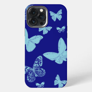 royal blue Light Blue Monarch Butterflies iPhone 13 Pro Max Case