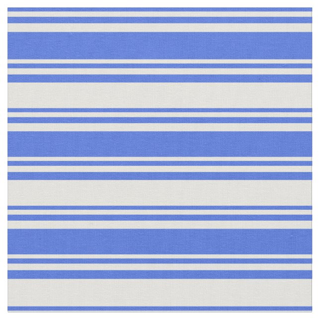 Royal Blue & Light Yellow Coloured Stripes Fabric (Close Up)