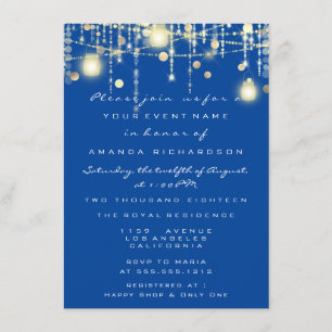 Royal Blue Lights Jar Red Wine Bridal Wedding Invitation
