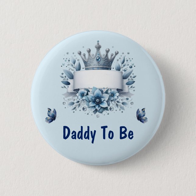Royal Blue Little Prince Daddy To Be Button (Front)