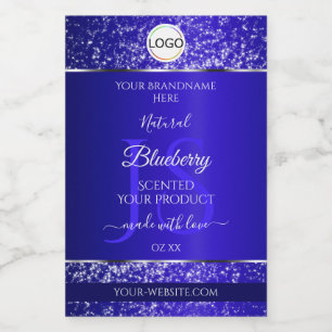 Royal Blue Logo Initials Glitter Product Labels