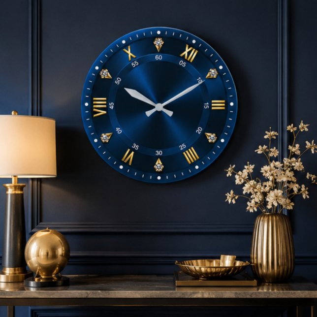 Royal Blue Luxury Crystal Accents  Large Clock (Creator Uploaded)