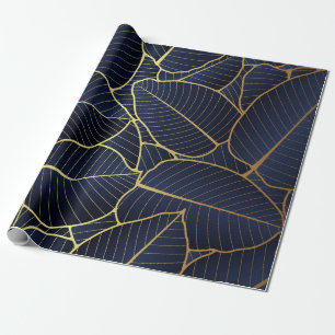 Royal Blue Luxury Gold leaf Gift  Wrapping Paper