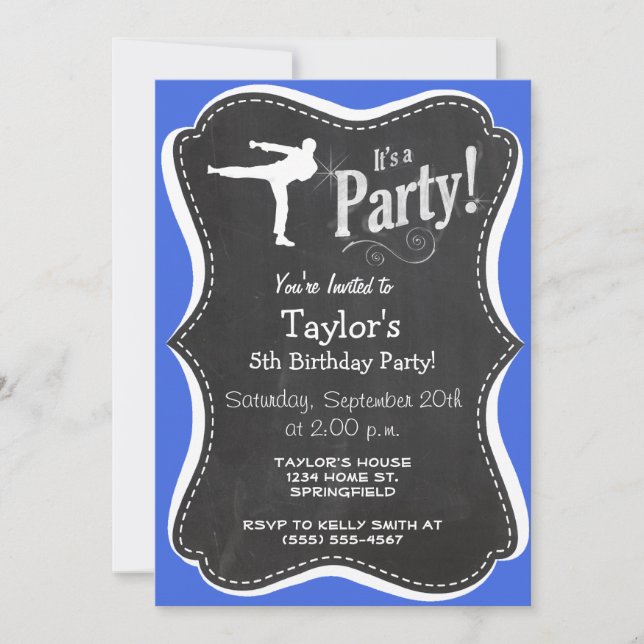 Royal Blue Martial Arts Invitation (Front)